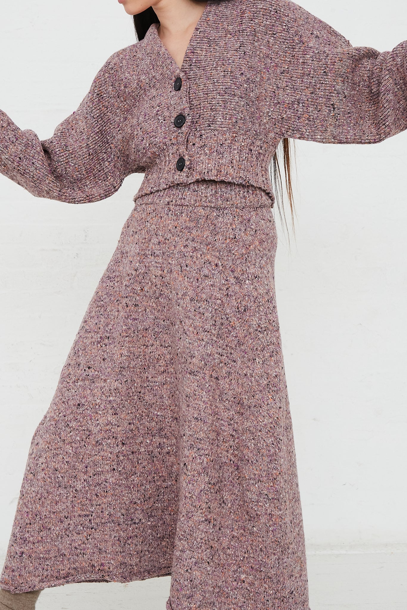 RACHEL COMEY - Neps Tweed Knit Rapt Skirt in Violet | Oroboro Store