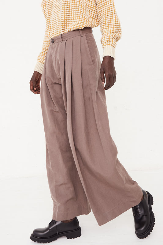 Wool Linen Twill Pant in Dove