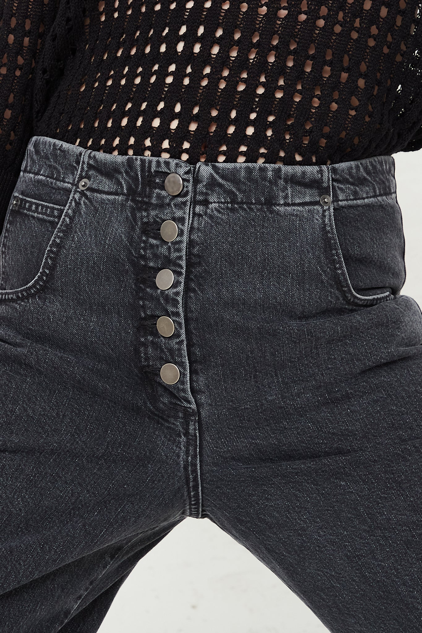 Rachel Comey Elkin Pant in Black front button fly detail