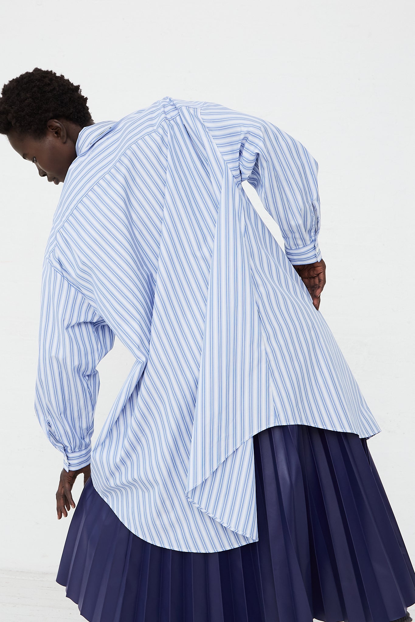 Shirt Dress in Blue Stripe by MM6 for Oroboro Back