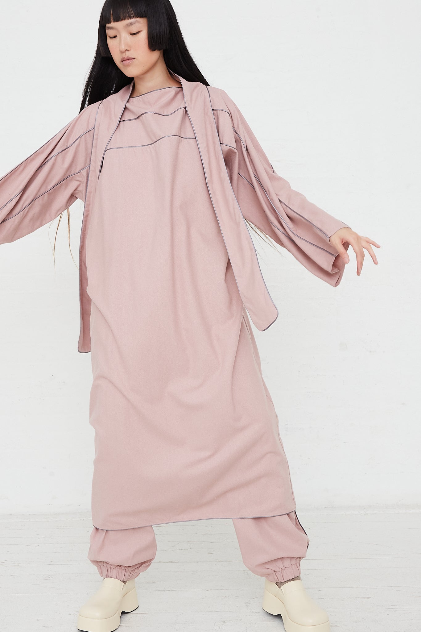 Lesie Silk Dress in Pompei Rose by Baserange for Oroboro Front