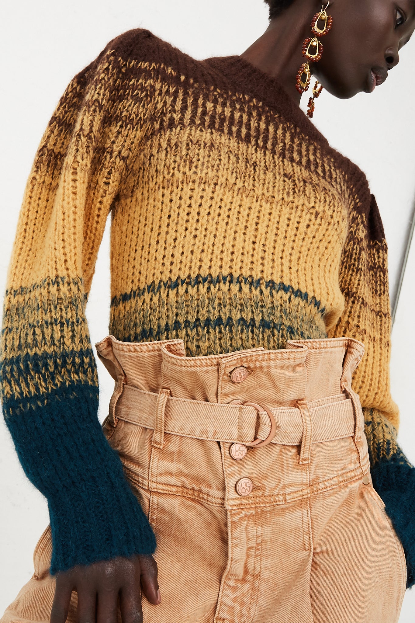 Rosalia Alpaca Knit Sweater in Desert by Ulla Johnson for Oroboro Front Upclose