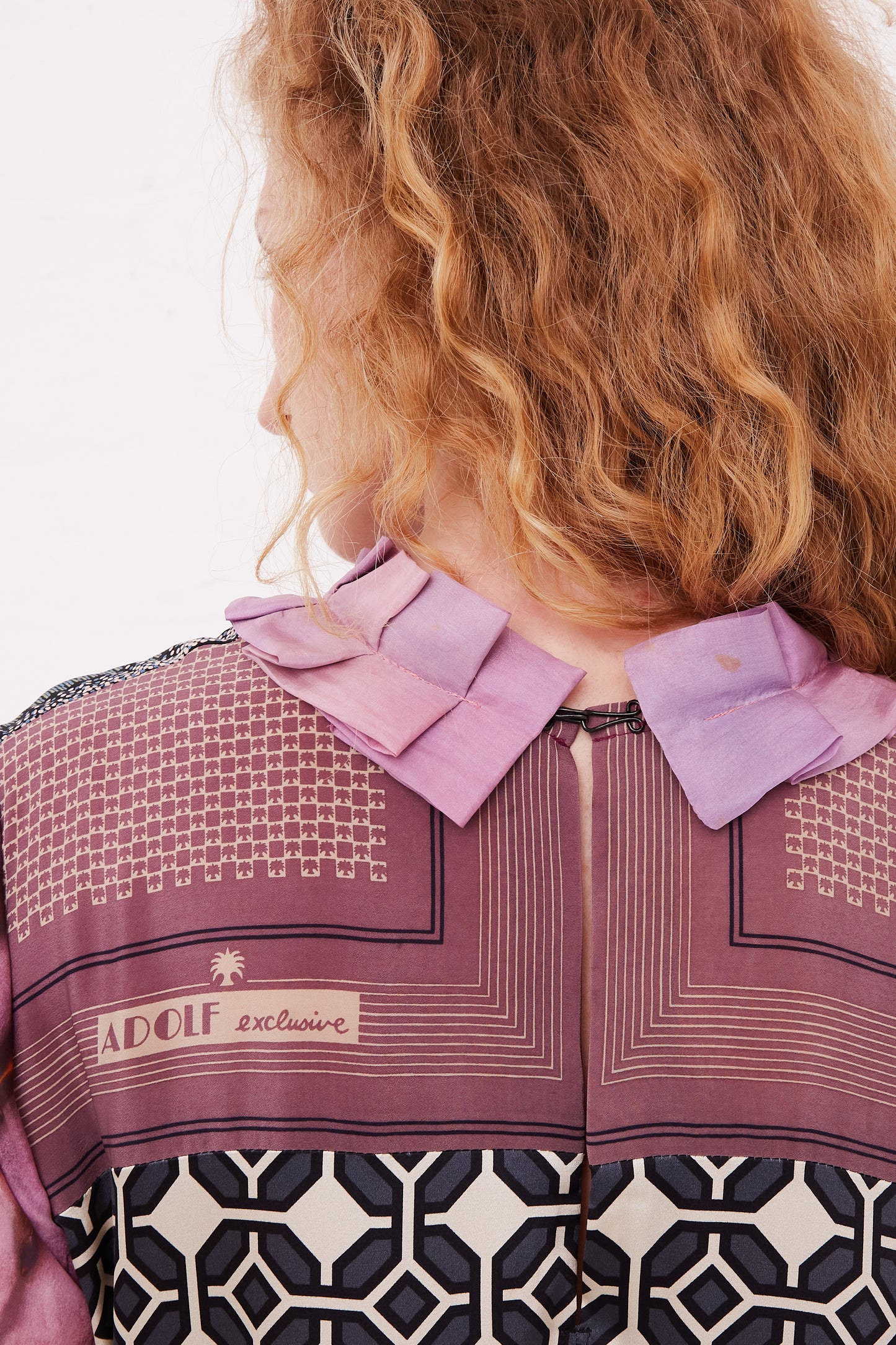 BETTINA BAKDAL Silk Hedwig Dress with Classic Mandarin Collar