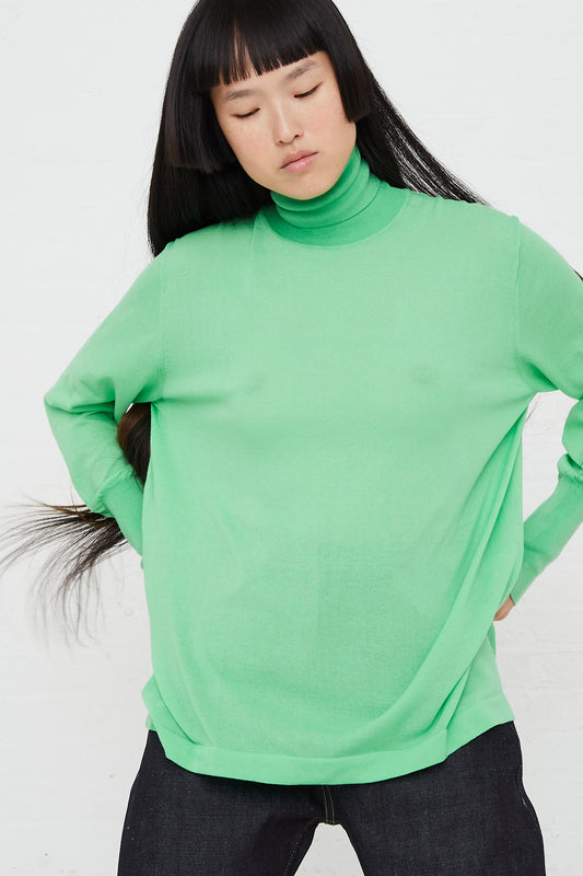 STUDIO NICHOLSON - Nilo Fine Crepe Cotton Knit in Apple | Oroboro Store