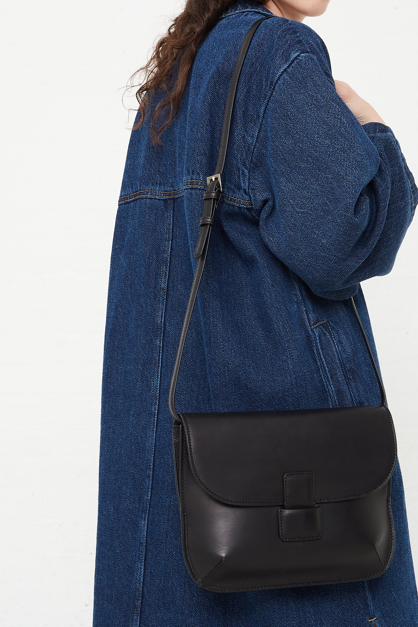 Steve Mono Crossbody Medium Bag Calfskin in Black 