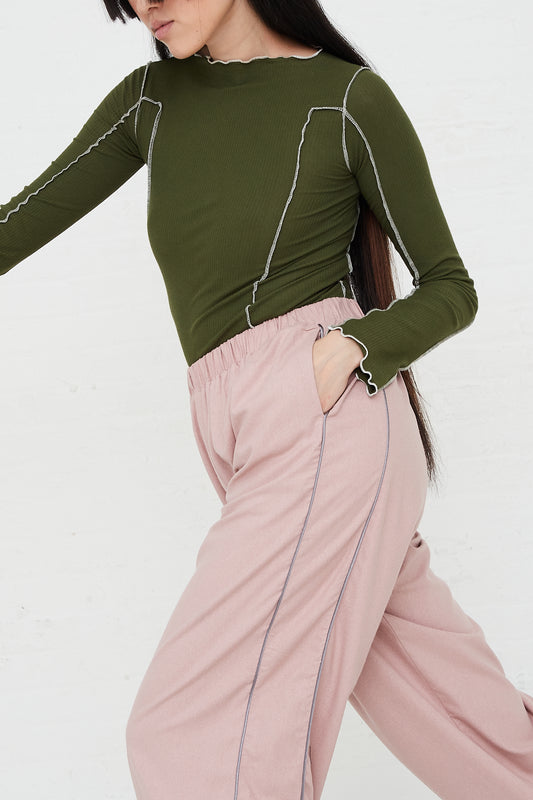 Lesie High Waist Pant in Pompei Rose by Baserange for Oroboro Front Sideview