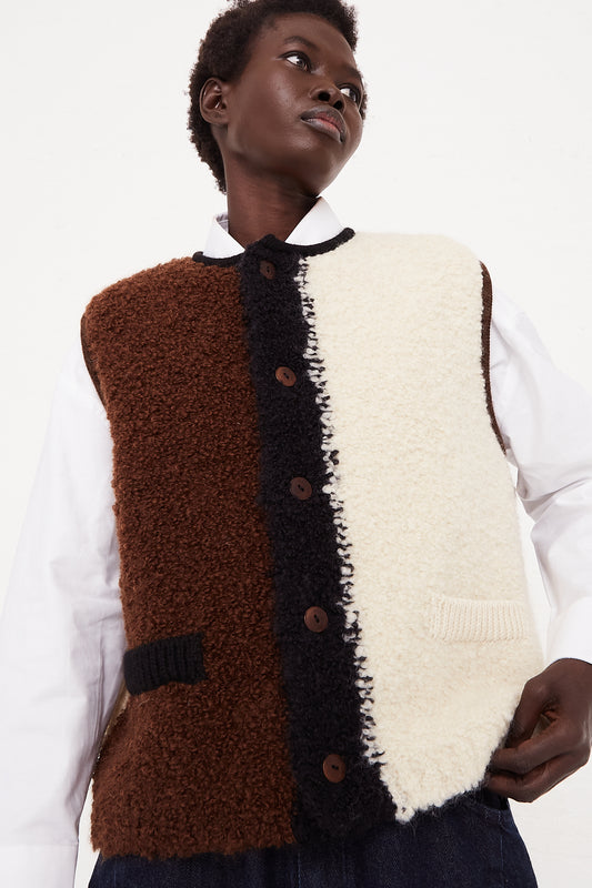 Wool & Mohair Waistcoat in Colorblock