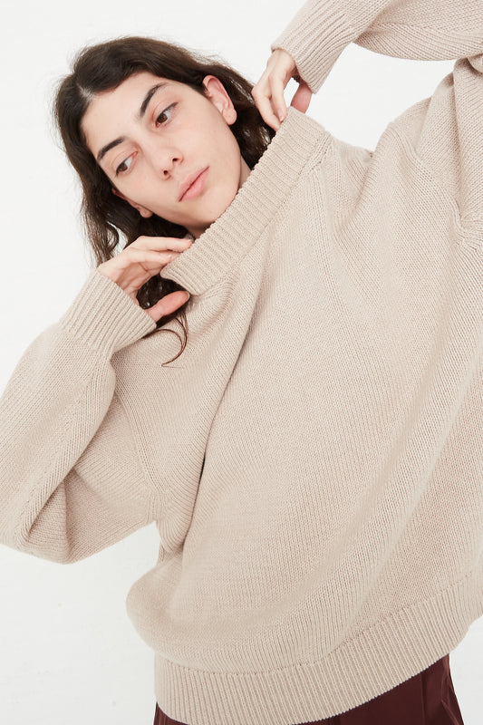 Studio Nicholson Senjo Sweater in Oatmeal front view