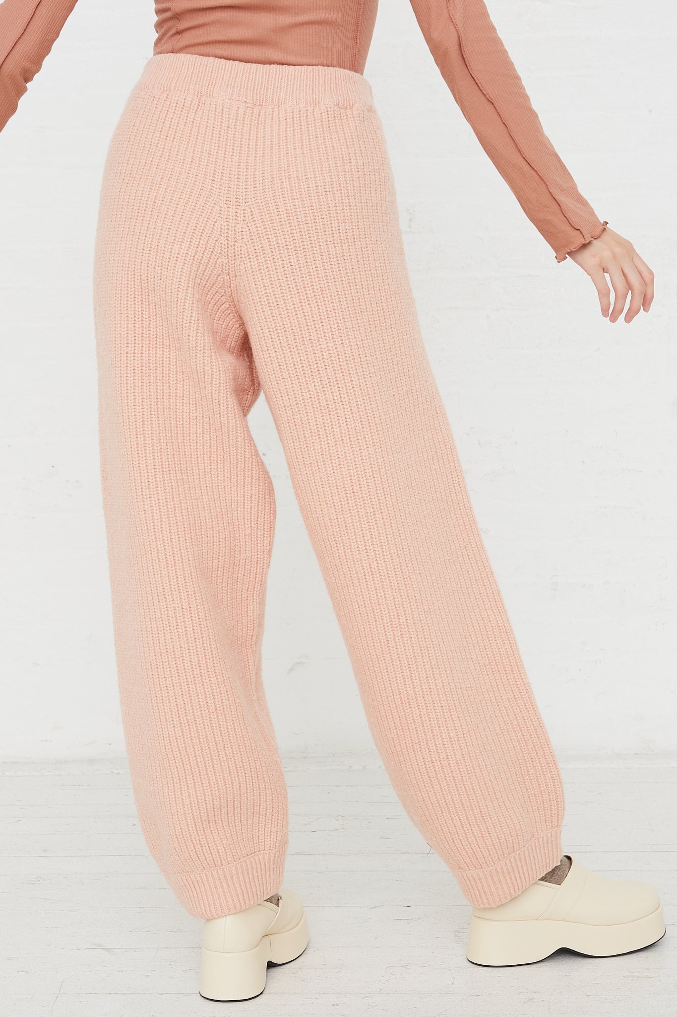 Mea Rib Knit Pant in Pink by Baserange for Oroboro Back
