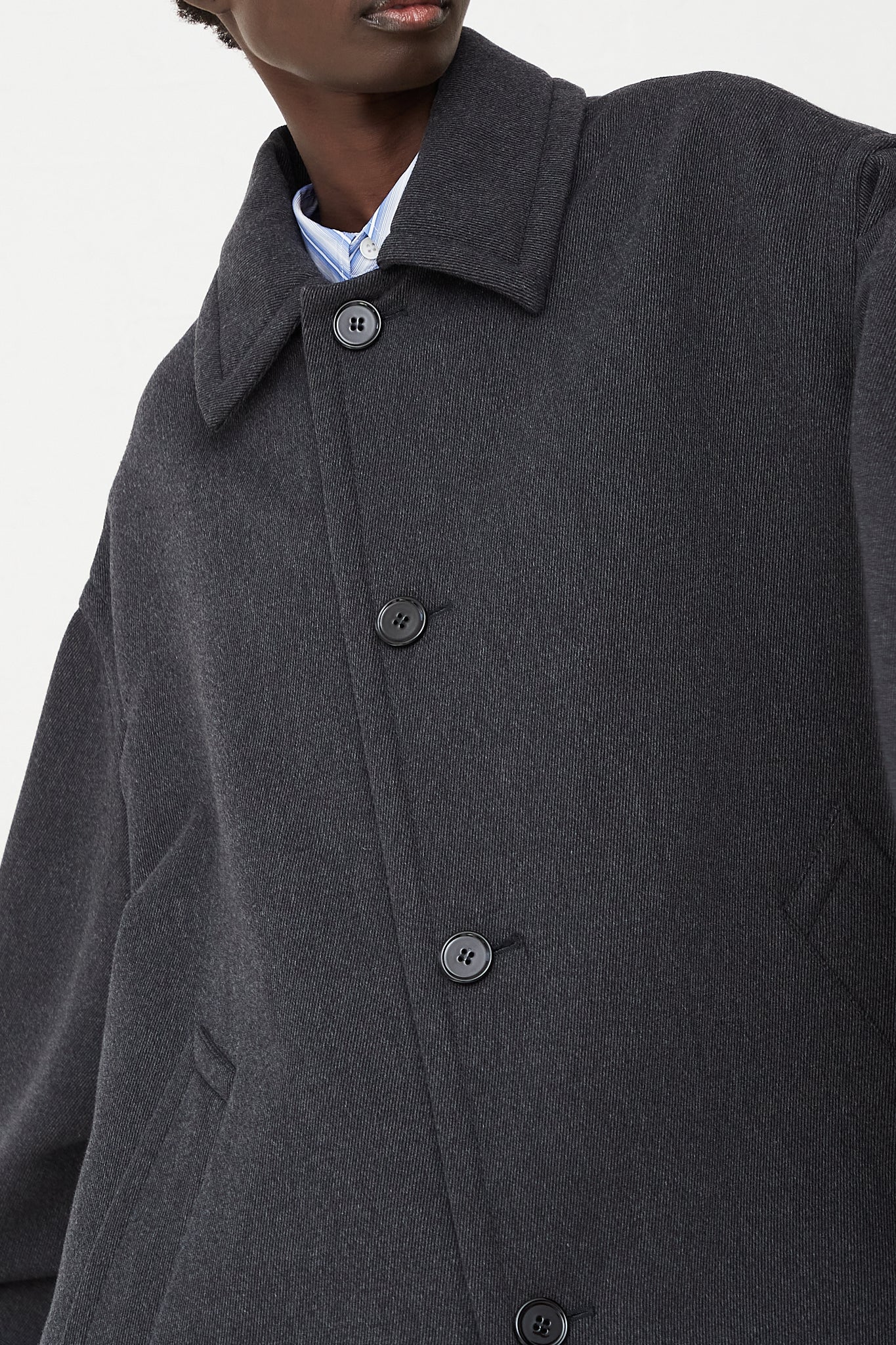 Oversized Soft Twill Coat in Black