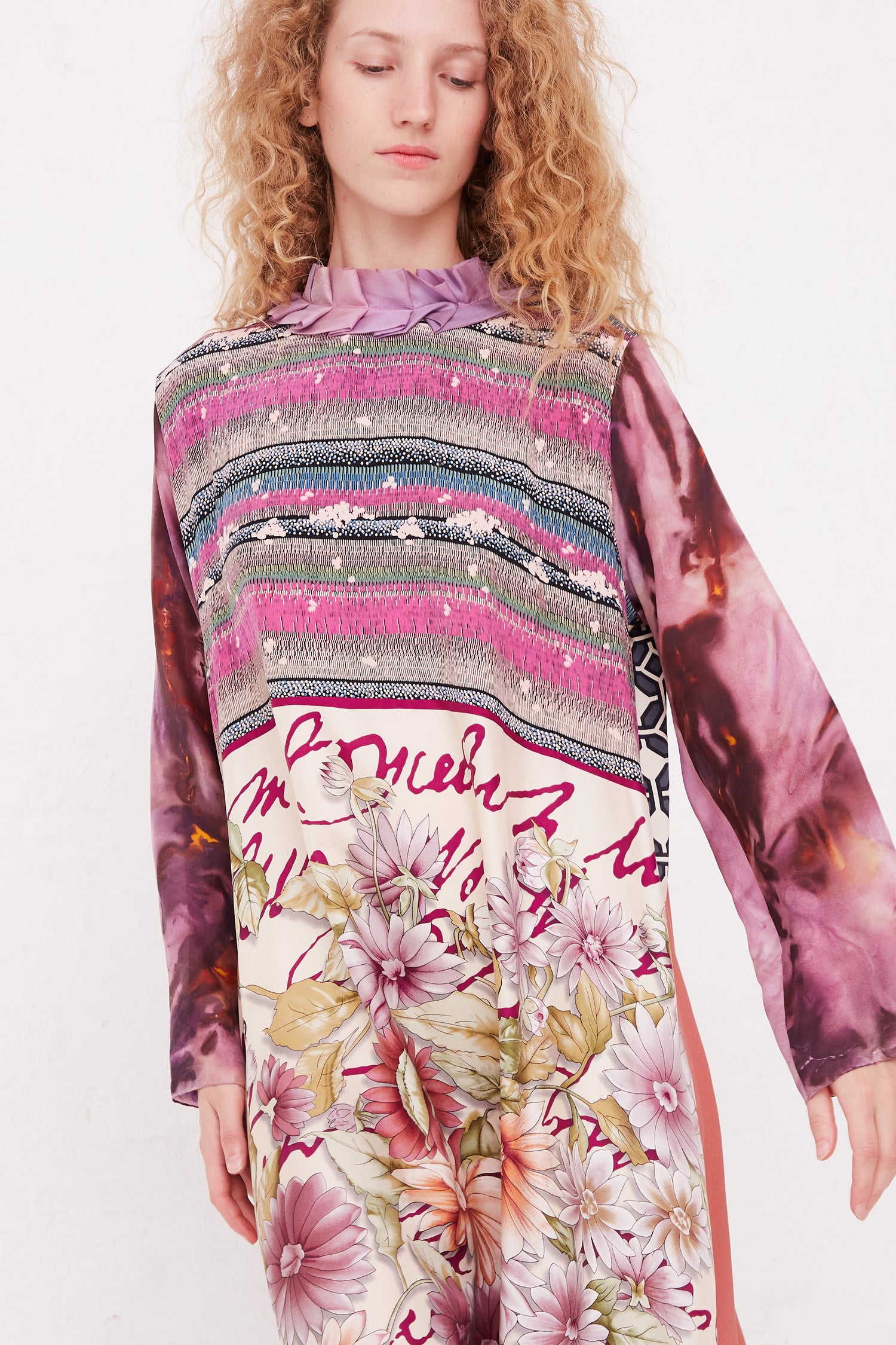 BETTINA BAKDAL Silk Hedwig Dress with Classic Mandarin Collar