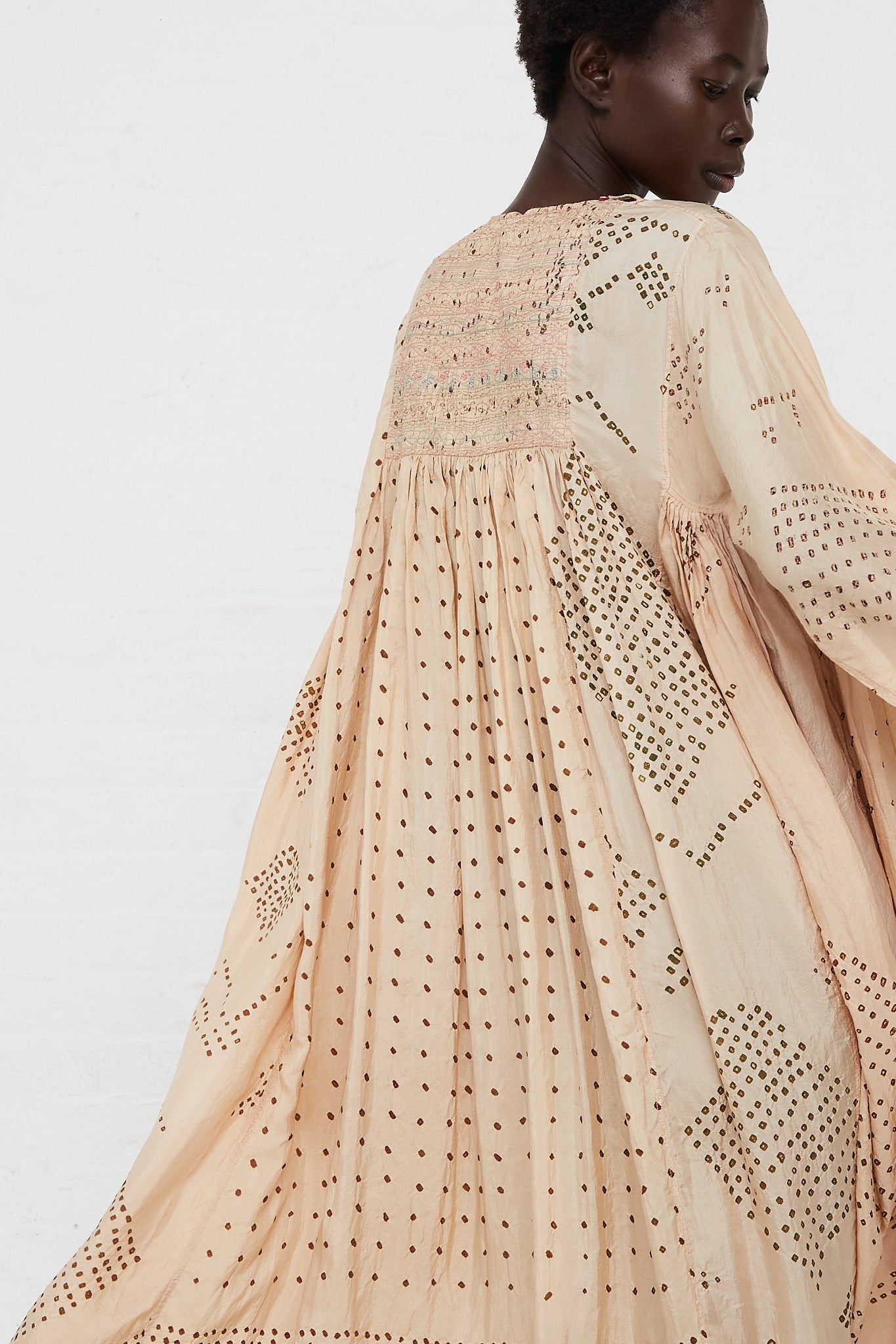 Long Sleeve Silk Dress by Injiri for Oroboro Back Upclose