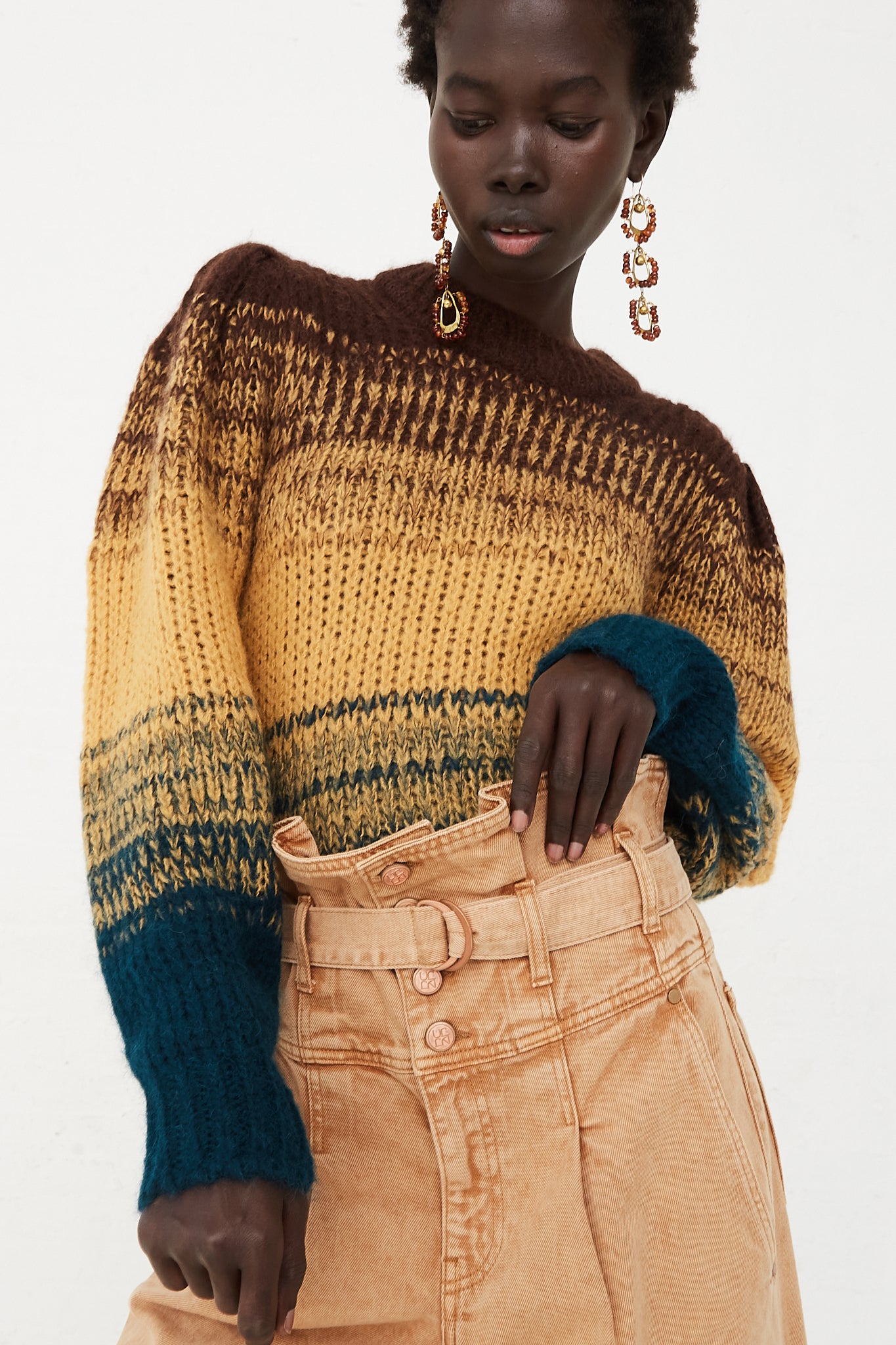 Rosalia Alpaca Knit Sweater in Desert by Ulla Johnson for Oroboro Front 