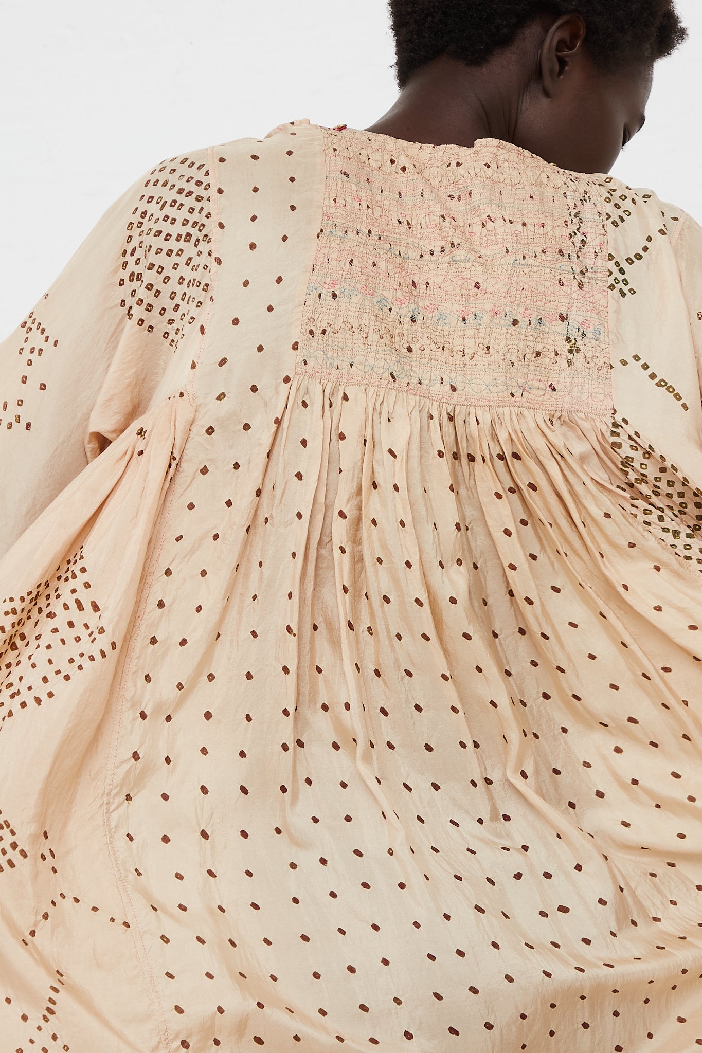 Long Sleeve Silk Dress by Injiri for Oroboro Back Upclose