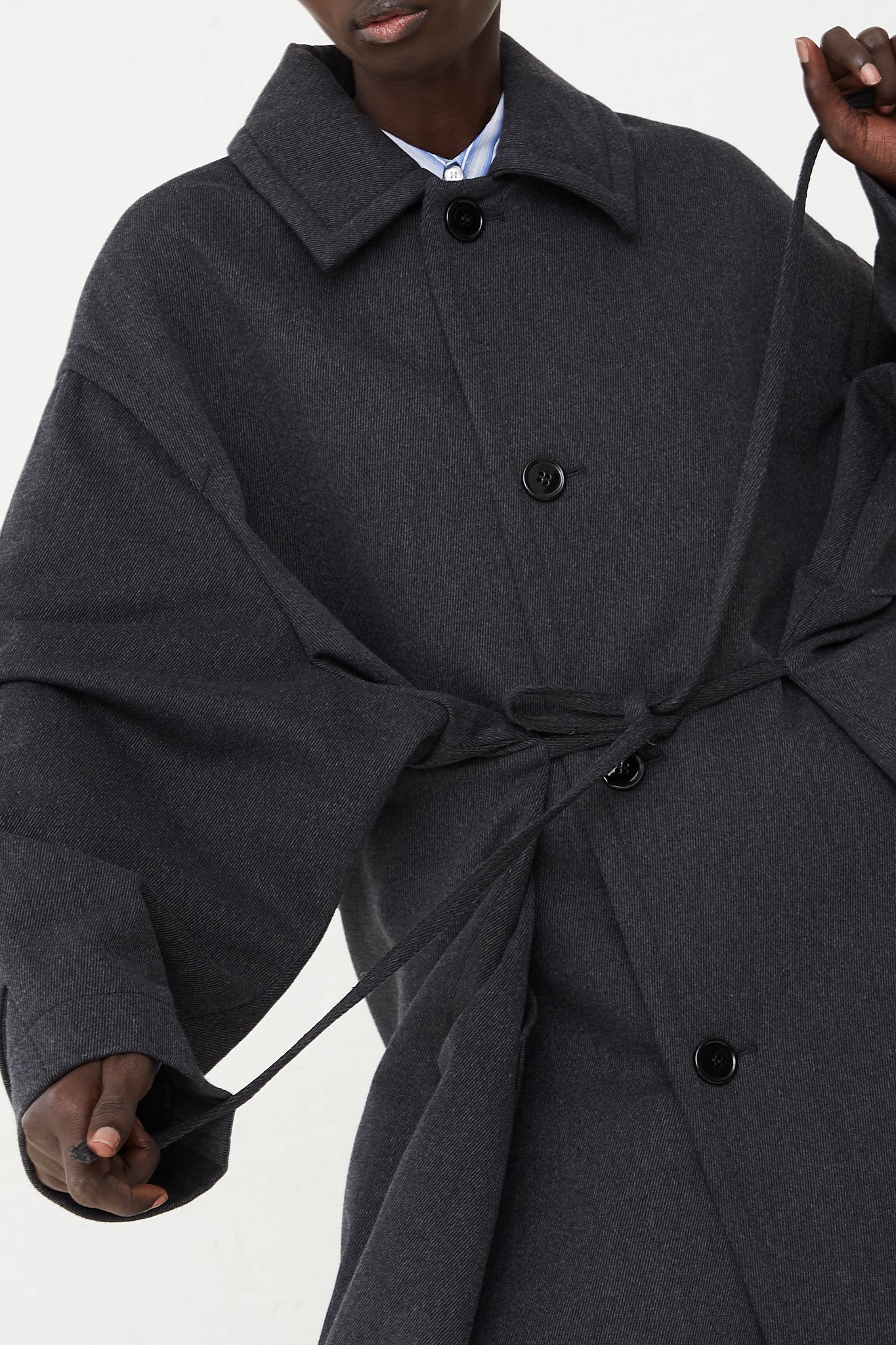 Oversized Soft Twill Coat in Black
