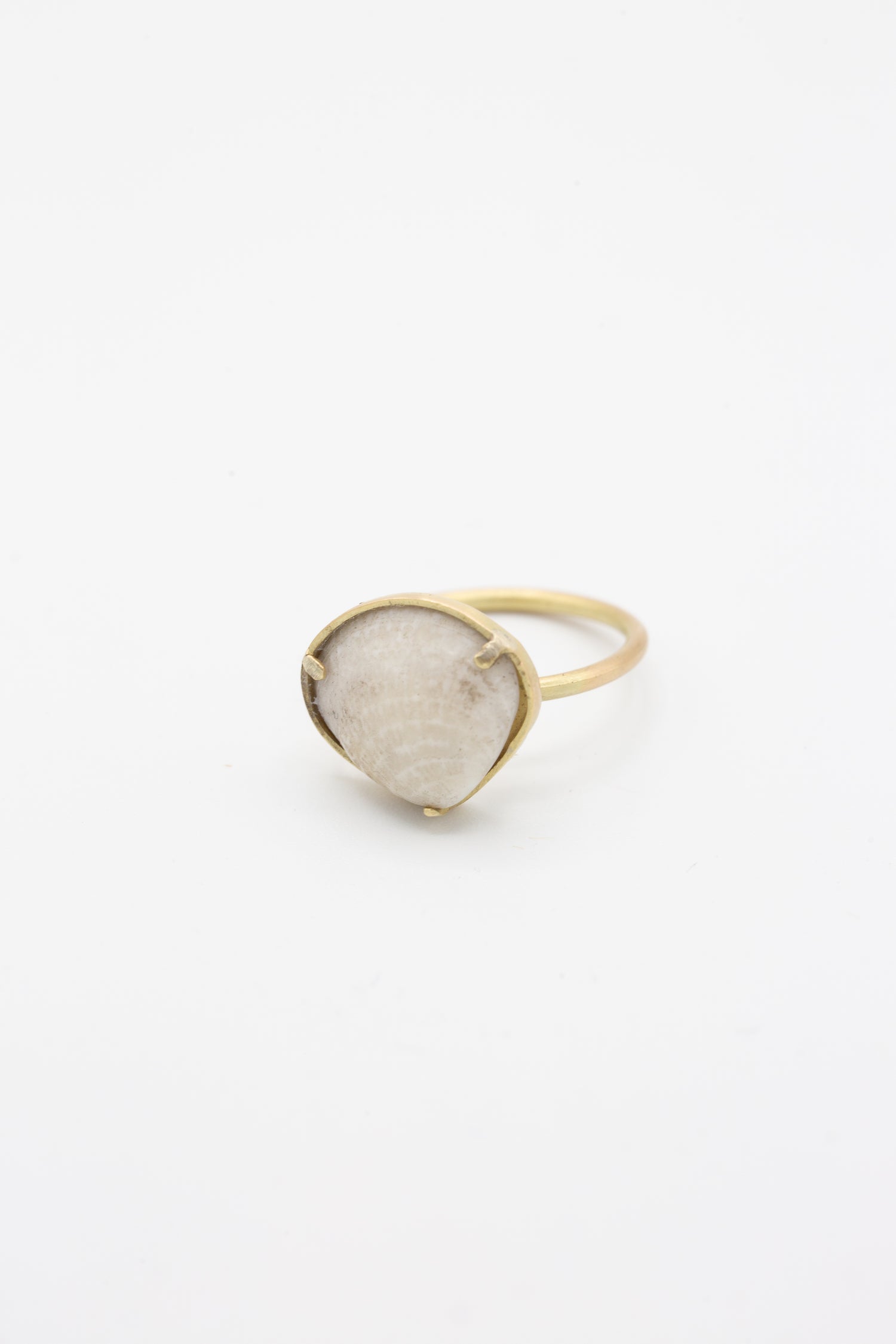 A La Ma r 14K Gold Ring 015 B with a white quartz stone.