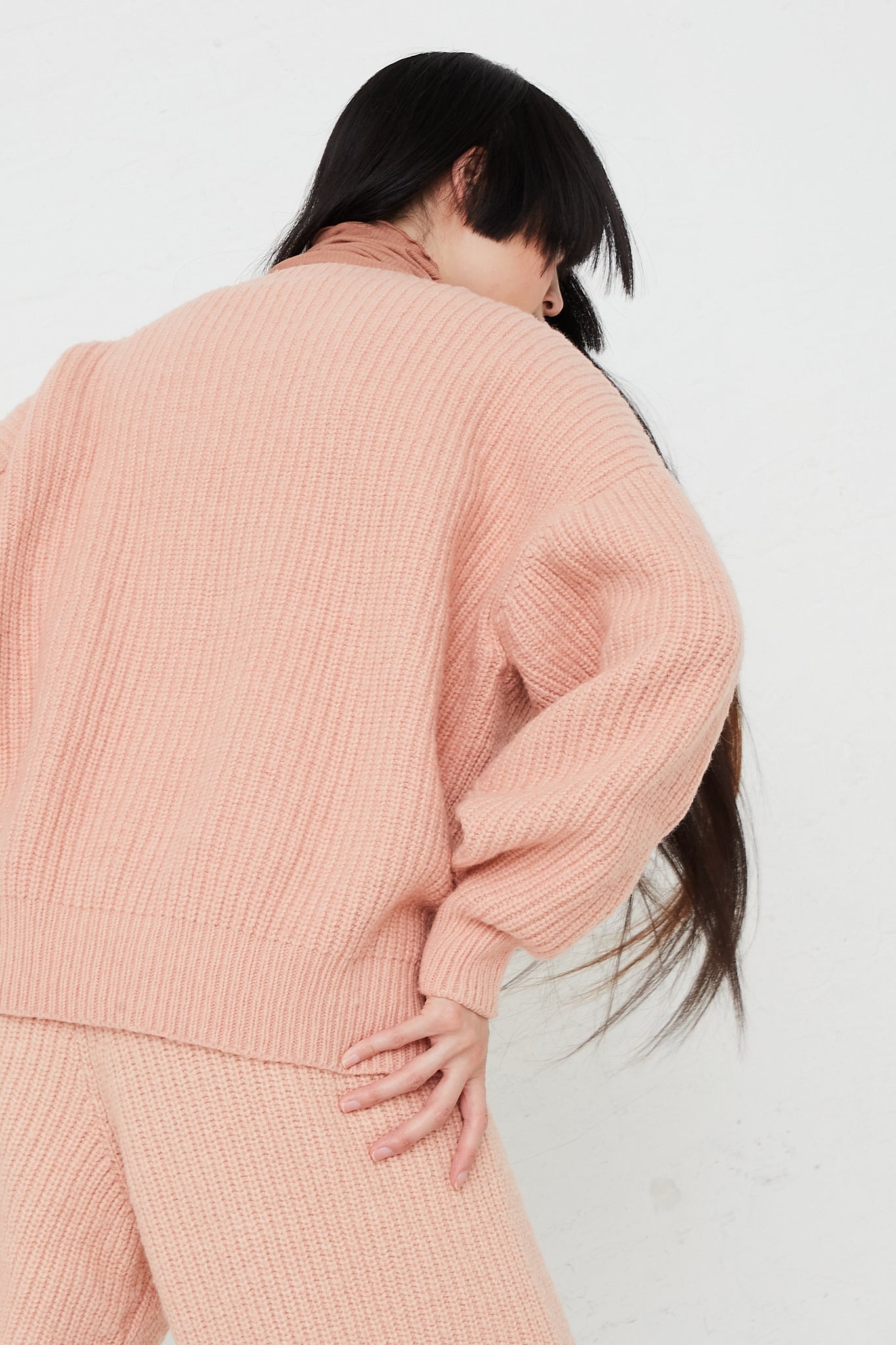 Mea Crew Neck Pullover Sweater in Pink by Baserange for Oroboro Back