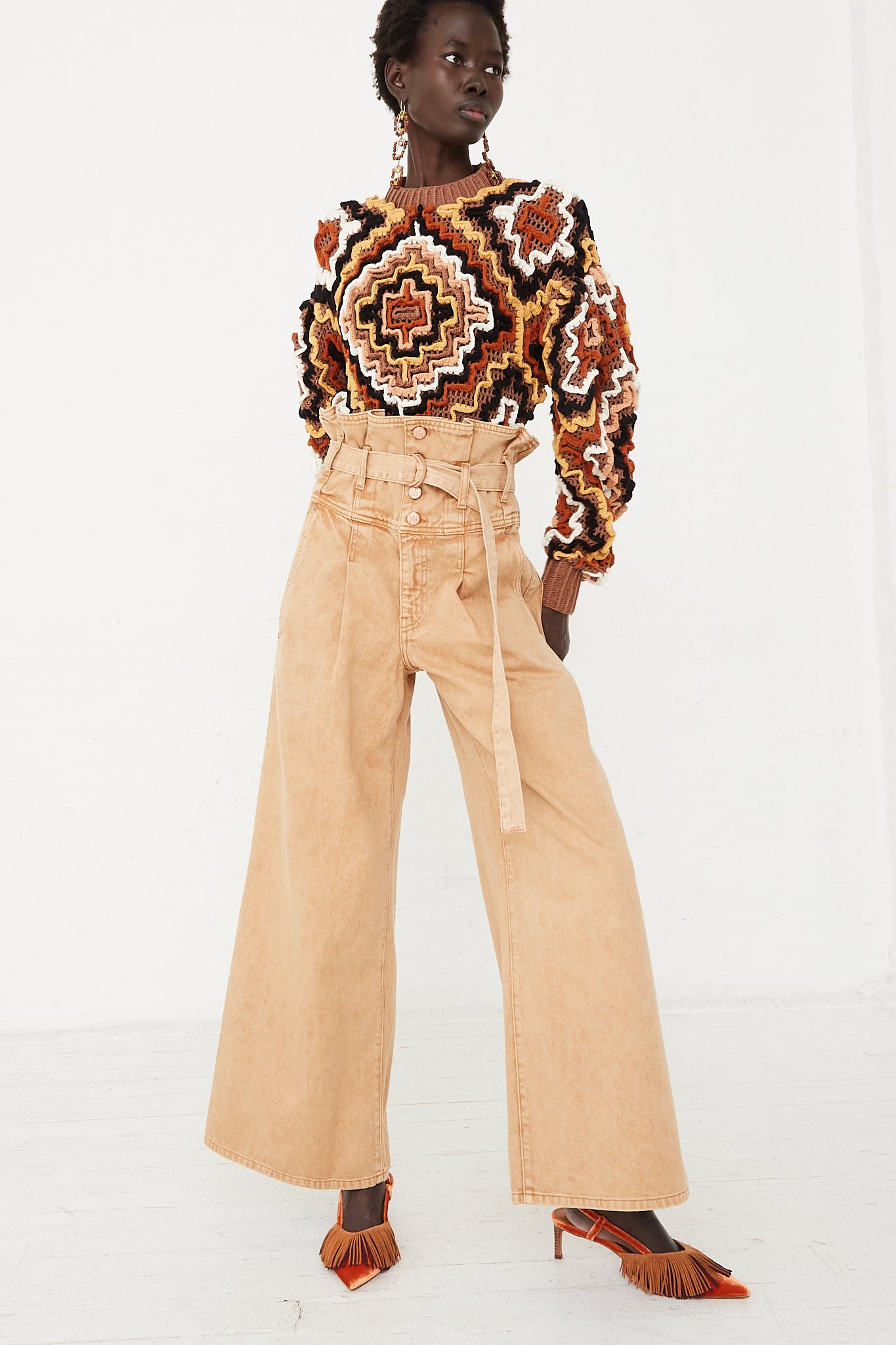 The Sylvan Jean in Stone Dye Wash by Ulla Johnson for Oroboro Front
