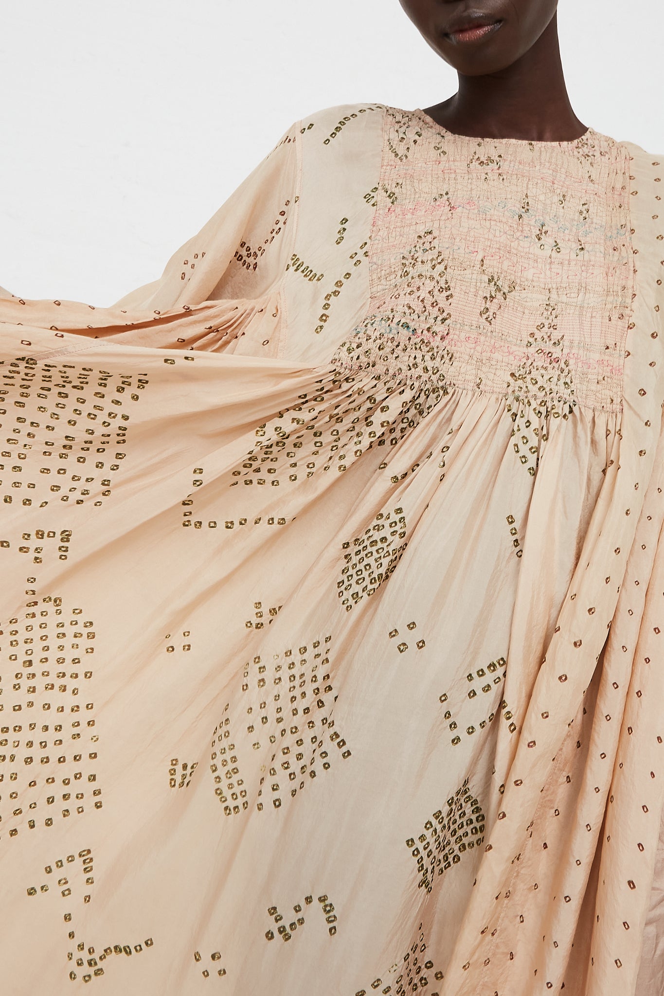 Long Sleeve Silk Dress by Injiri for Oroboro Front Upclose