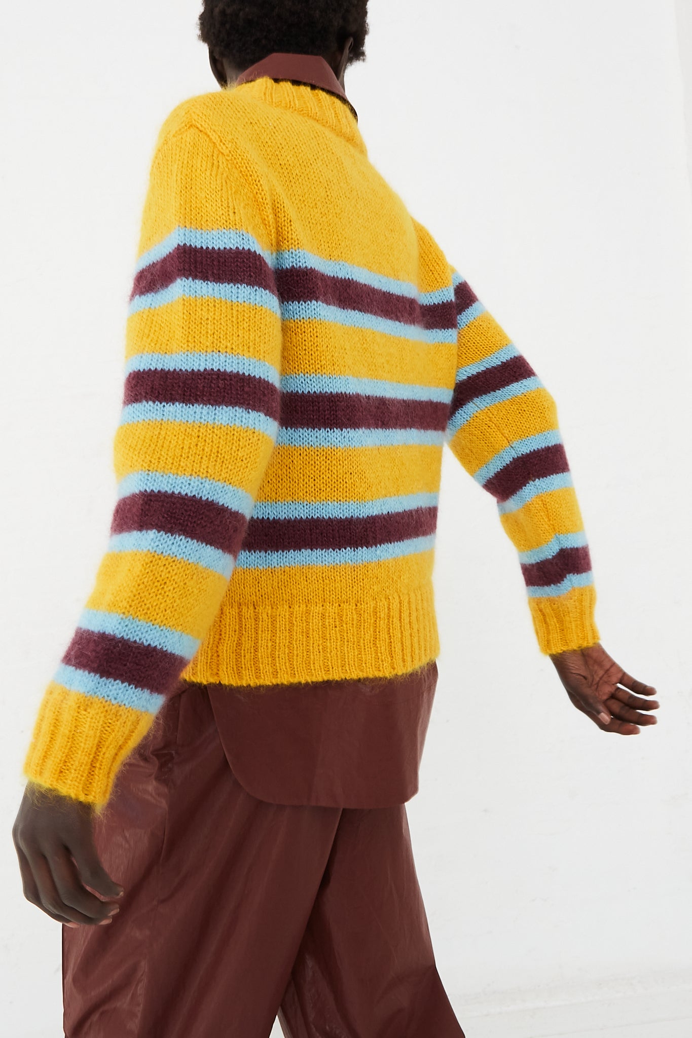 CARON CALLAHAN - Mohair Fletcher Sweater in Canary Stripe | Oroboro Store | Back