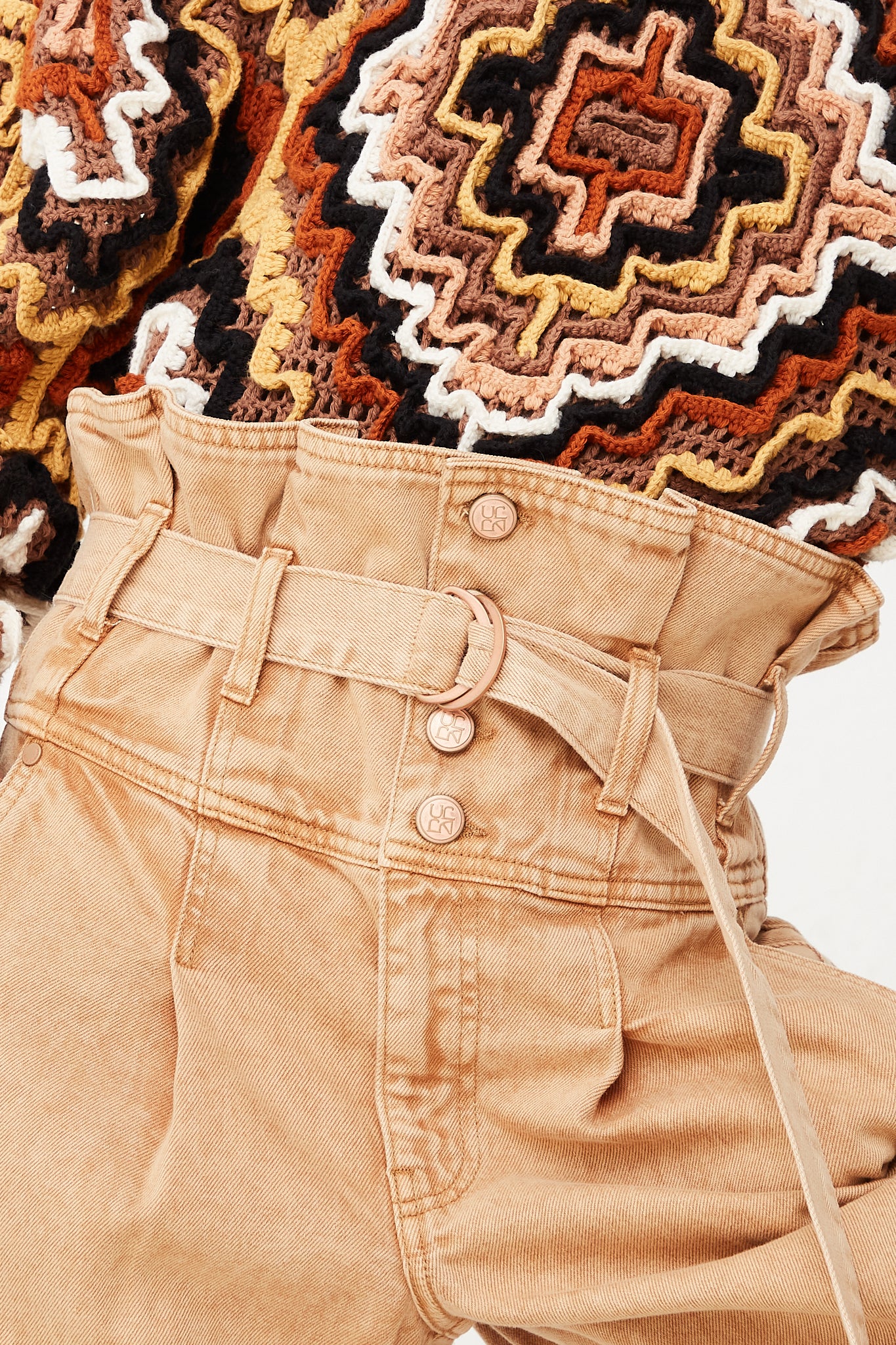 The Sylvan Jean in Stone Dye Wash by Ulla Johnson for Oroboro Front Upclose