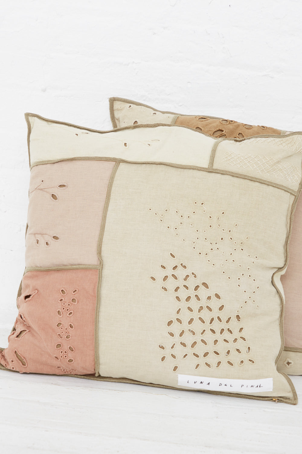 Luna Del Pinal - Natural Hand-Dyed Triple Embroidered Cushion in Tortilla