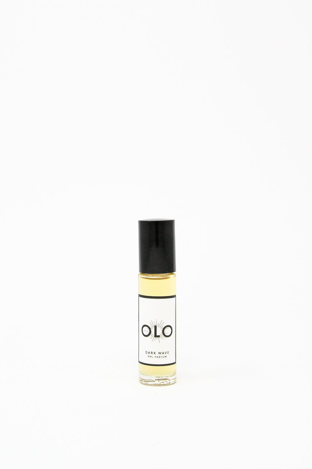 A 9ml bottle of OLO's Fragrance Dark Wave against a white background. 