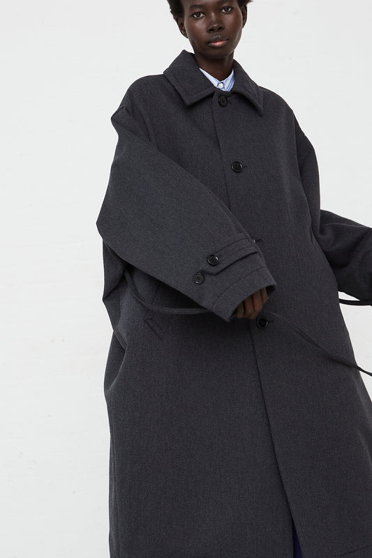 Oversized Soft Twill Coat in Black