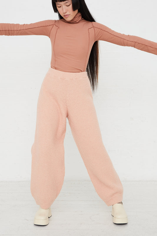 Mea Rib Knit Pant in Pink by Baserange for Oroboro Front