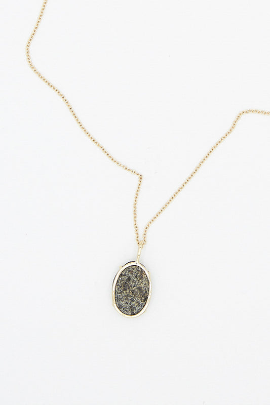 A Mary MacGill 14K Floating Necklace in Block Island Stone with a 16" Chain.