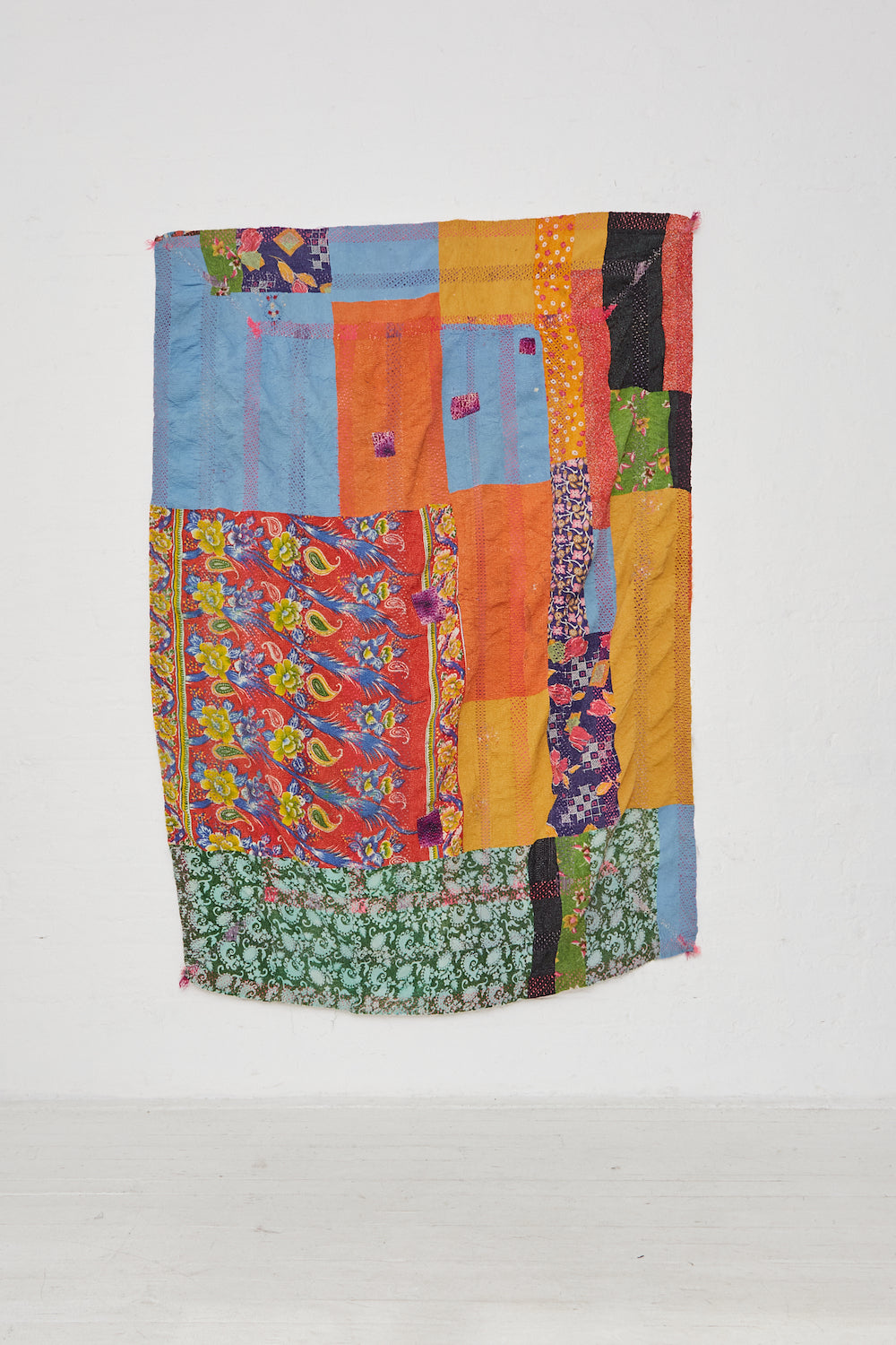Travel Find - One of a Kind Kantha Quilt in Multi IV front view.