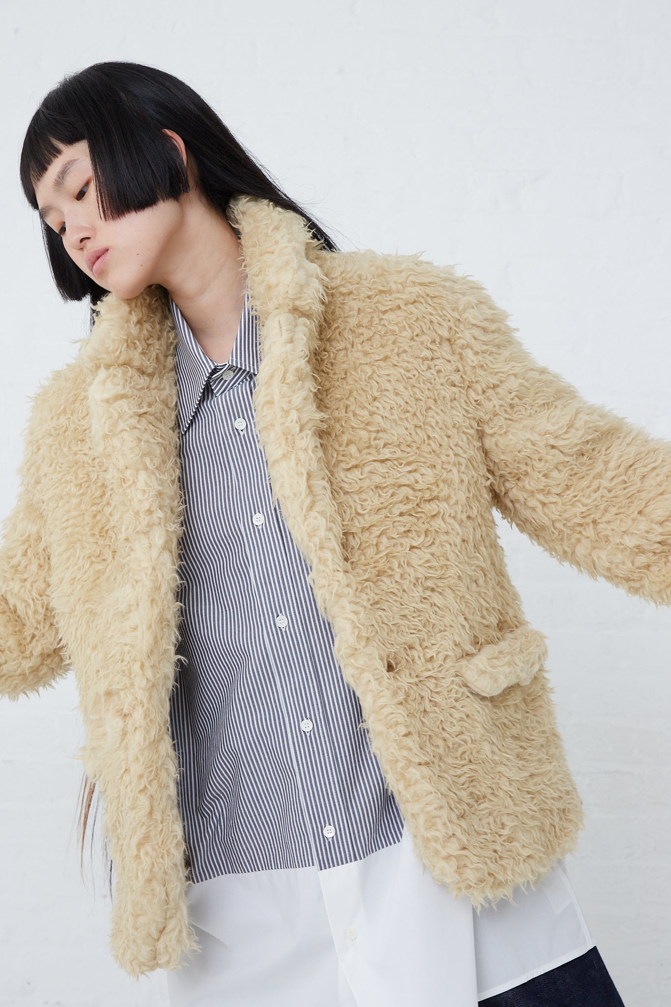 Camel hot sale fur jacket