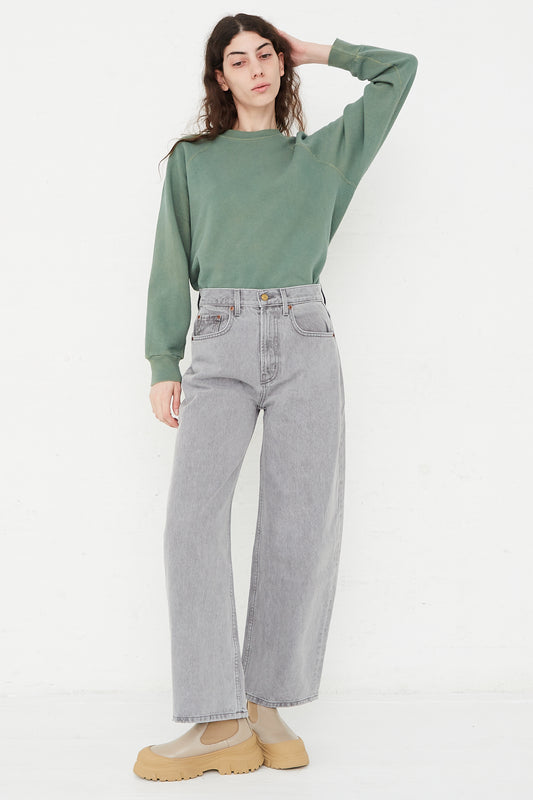 Leroy Mid Relaxed Bow Jean in Grey Stone