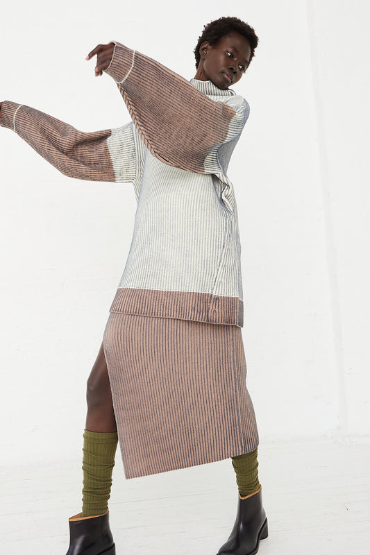 Wool Midi Skirt in Faded Grey