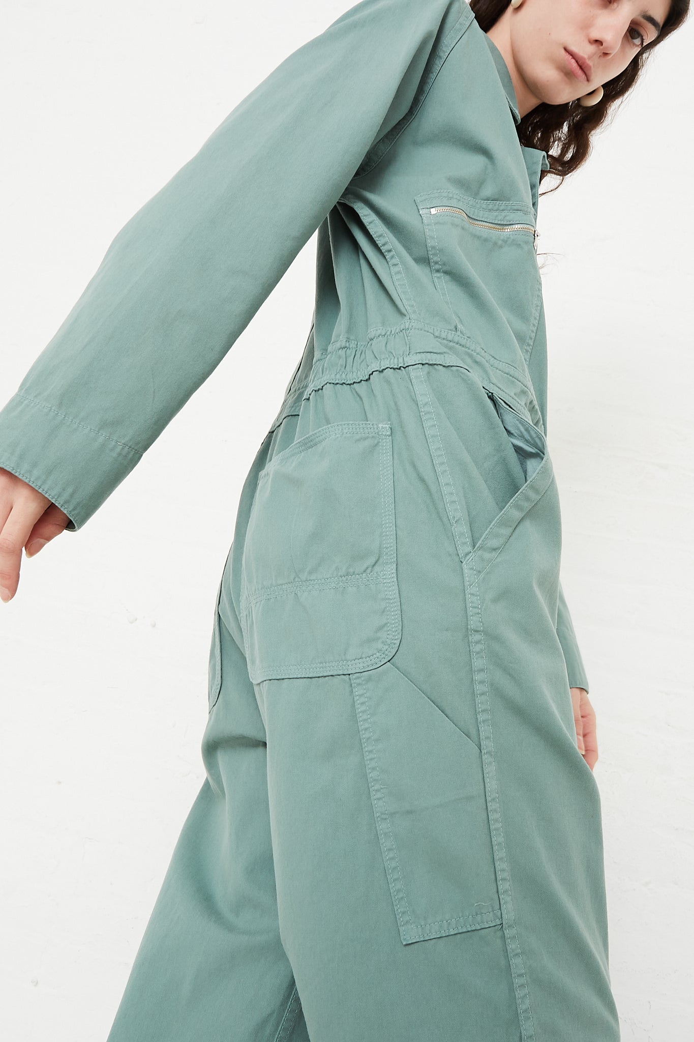 Rachel Comey Bley Jumpsuit in Sage side pocket detail