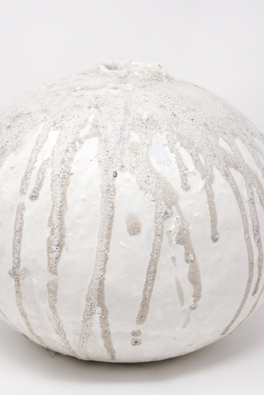 MONDAYS - Giant Lava Moon Vase in Textured Lava Glaze on a Groggy Clay Body glaze detail
