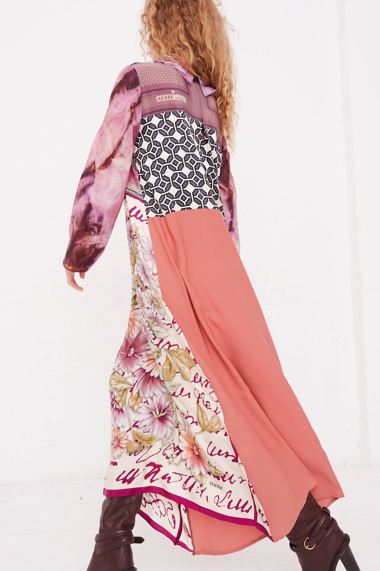 BETTINA BAKDAL Silk Hedwig Dress with Classic Mandarin Collar