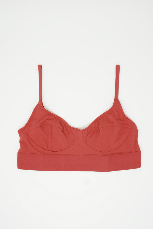 BASERANGE Soft Bra in Dio Red - Oroboro Store | Front of bra