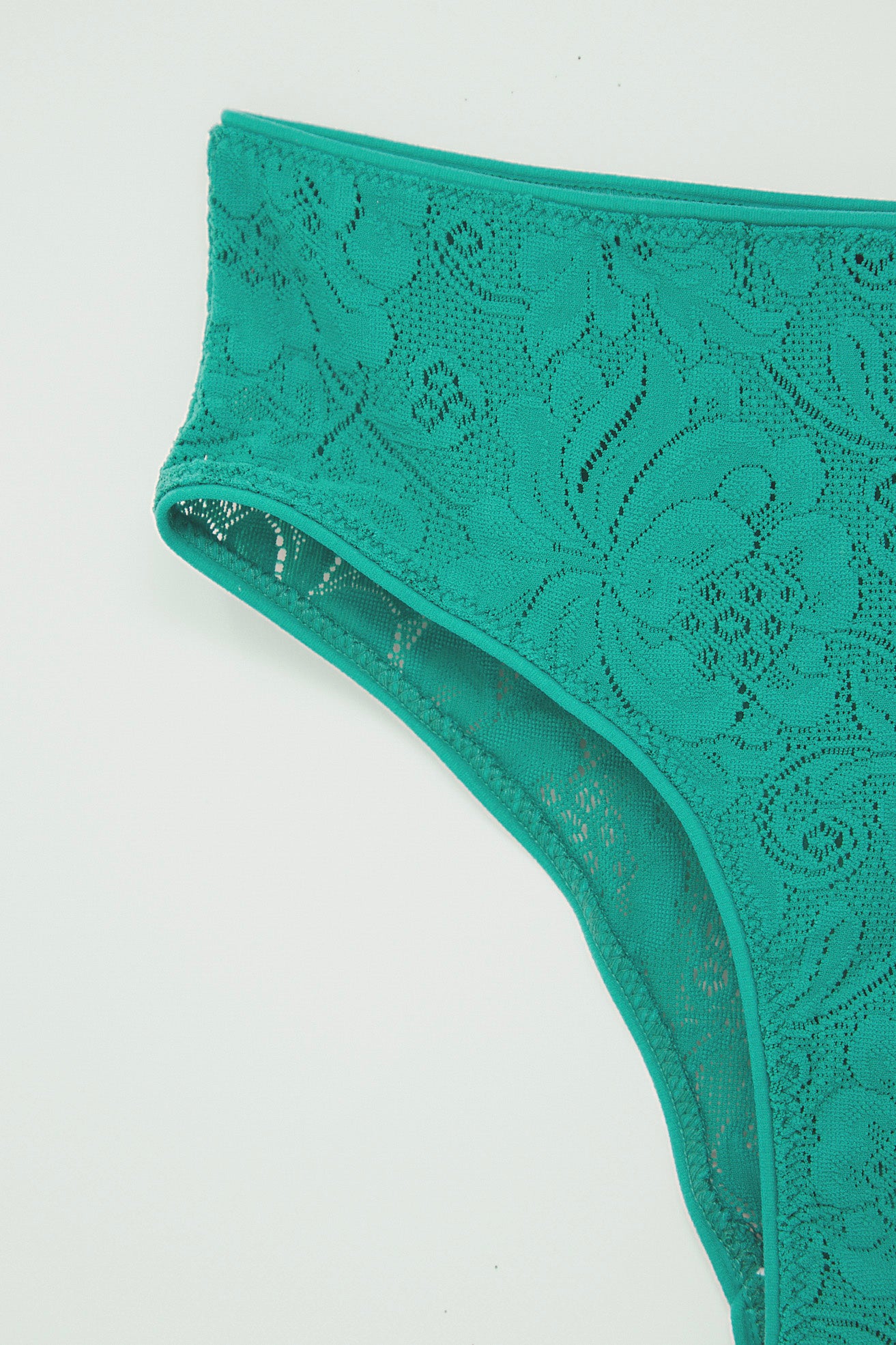 An Araks Imogen Hipster in Emerald, made with soft stretch French lace, featuring a floral pattern.