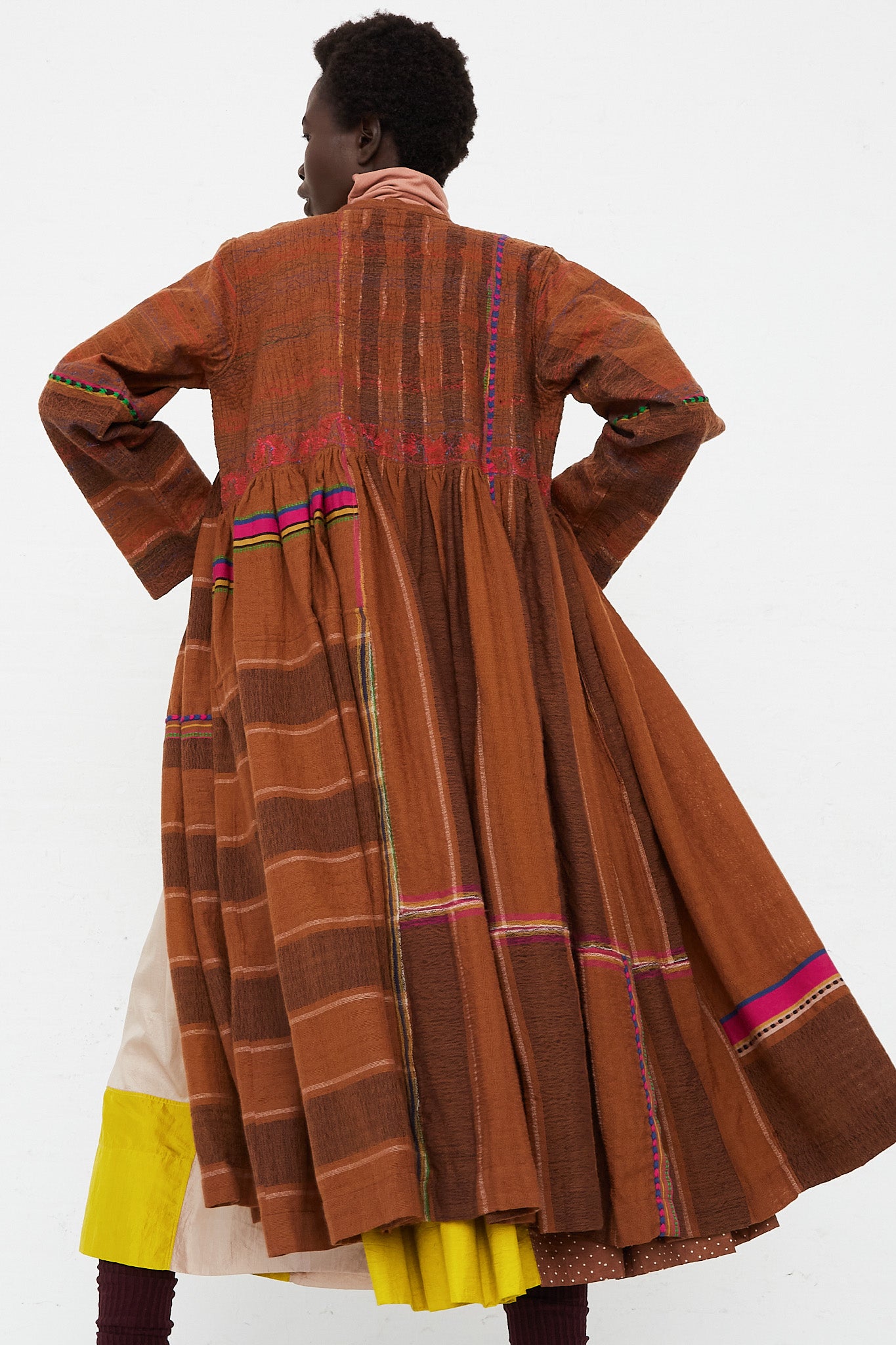 Long Sleeve Button Down Dress Rust by Injiri for Oroboro Back