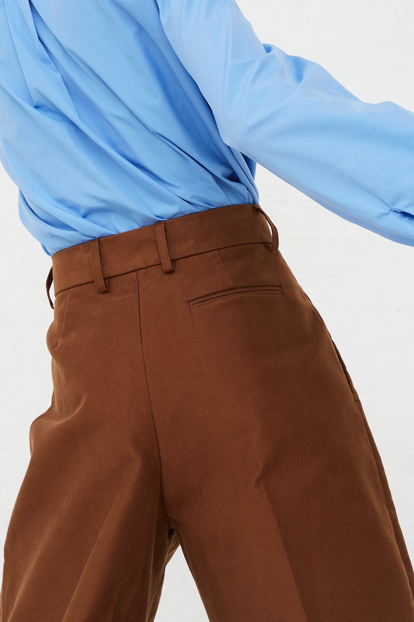 Double Pleated Wide Trousers by CristaSeya for Oroboro Back Upclose