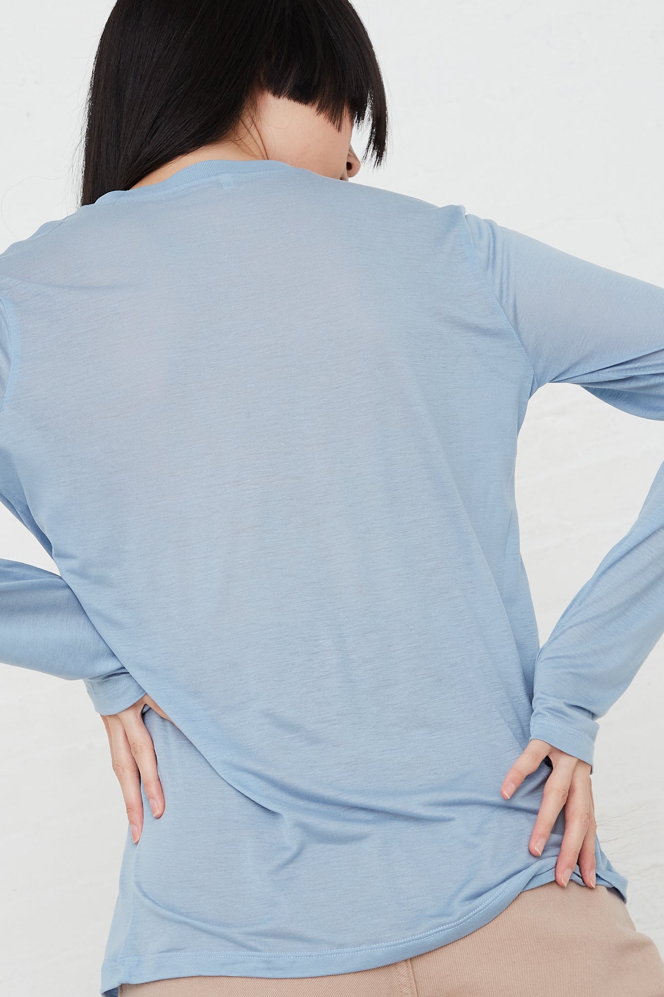 Long Sleeve Tee in Mixi Blue by Baserange  for Oroboro Back