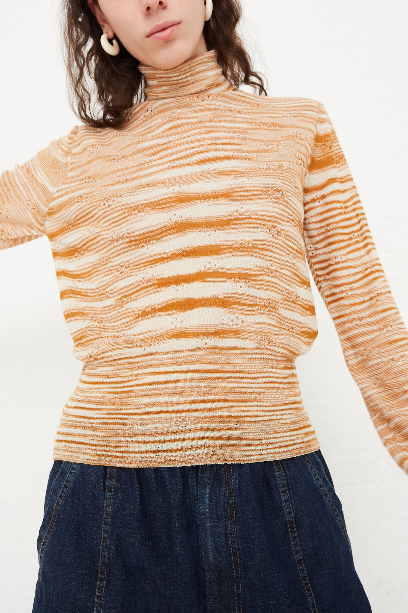 Rachel Comey Fine Gauge Knit Pacific Top in Burnt Orange front detail