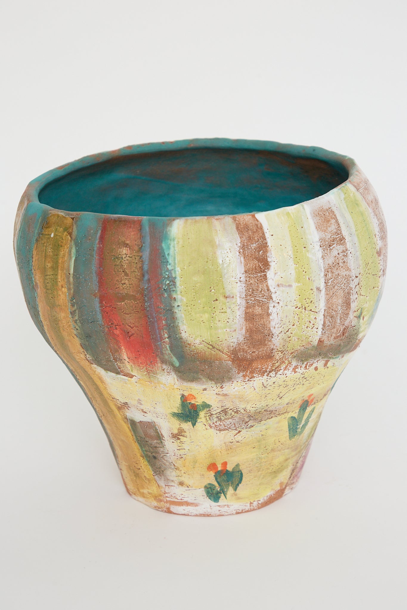 A Shino Takeda Tulips Vase with a colorful hand-painted detail.