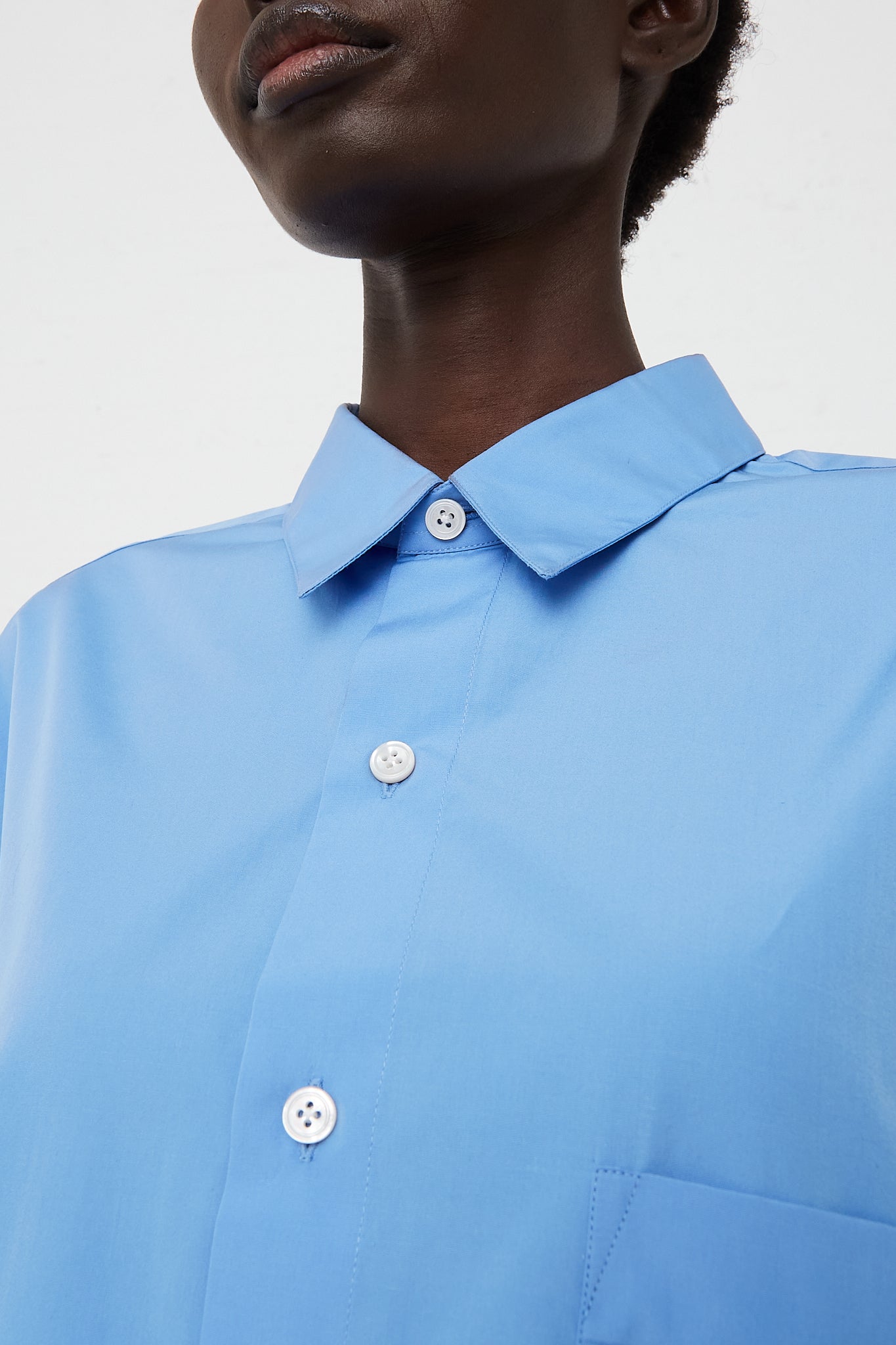 Handmade Popeline Men's Shirt by CristaSeya for Oroboro Front Upclose Button Detail