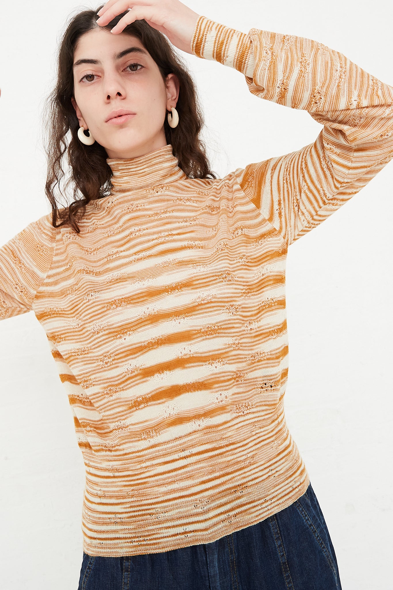 Rachel Comey Fine Gauge Knit Pacific Top in Burnt Orange front view