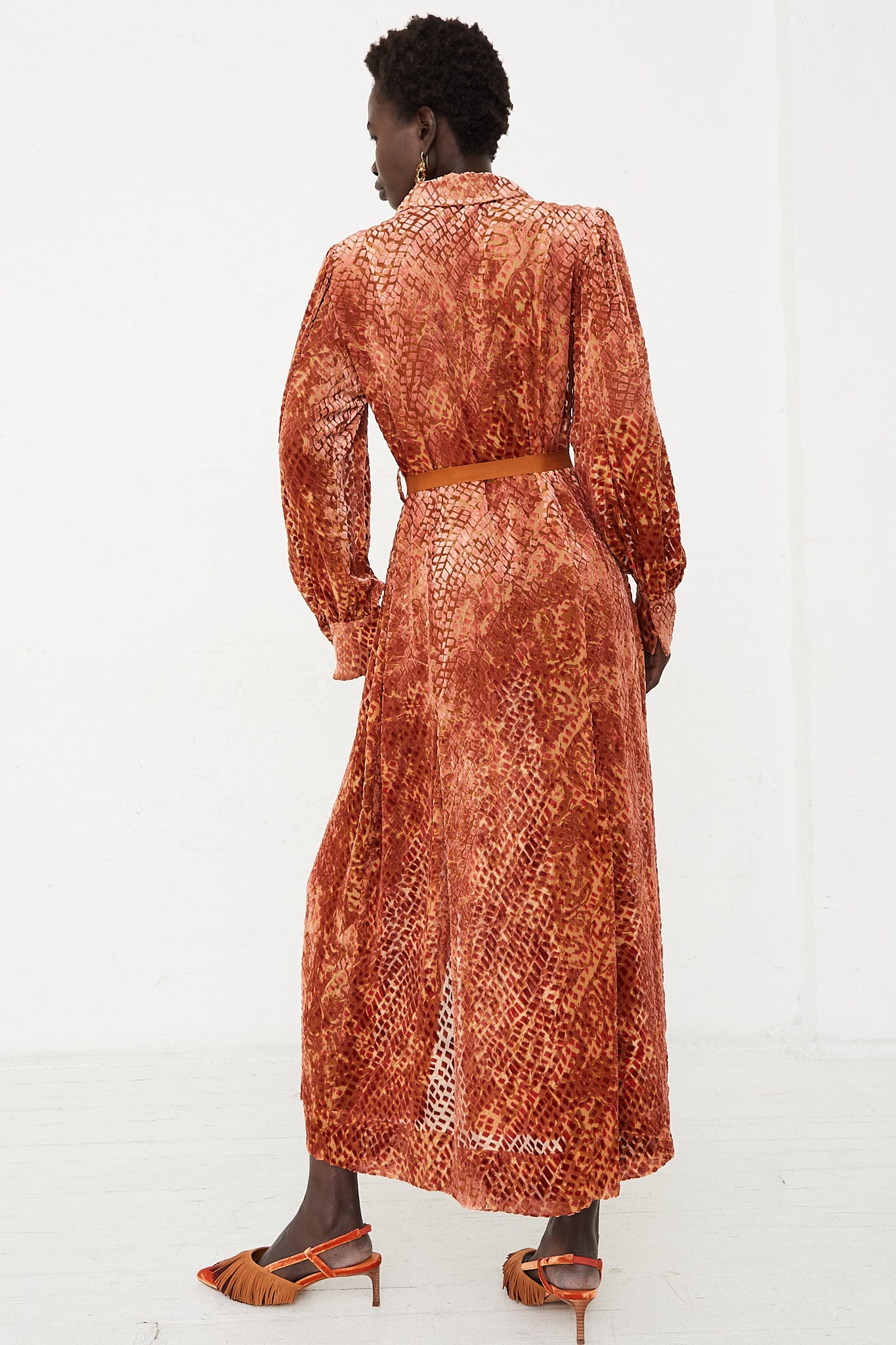 Thalia Velvet Dress in Sienna by Ulla Johnson for Oroboro Back